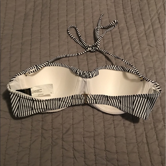 Black and White Stripe Bandeau Bikini Top - Picture 2 of 3